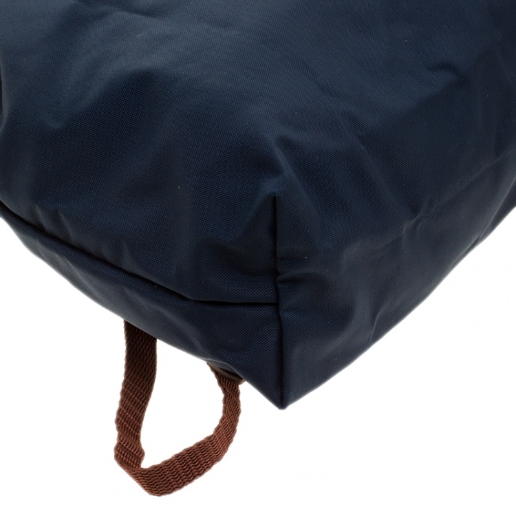 Pre Owned Longchamp Blue/Cognac Nylon Backpack 