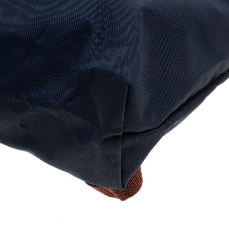 Pre Owned Longchamp Blue/Cognac Nylon Backpack 