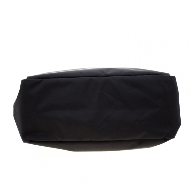 Pre Owned Longchamp Black/Brown Nylon and Leather Le Pliage Travel Bag 