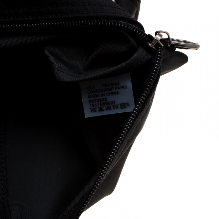 Pre Owned Longchamp Black/Brown Nylon and Leather Le Pliage Expandable Travel Bag