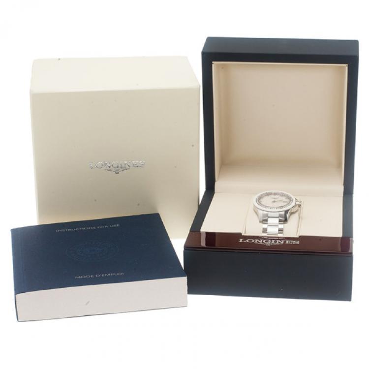 Pre Owned Longines White Stainless Steel & Ceramic Women's Wristwatch 35MM