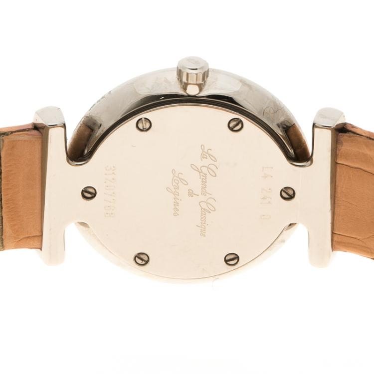 Pre Owned Longines Purple Mother of Pearl Stainless Steel Diamond La Grande Classique De Longines Women's Wristwatch 24 mm