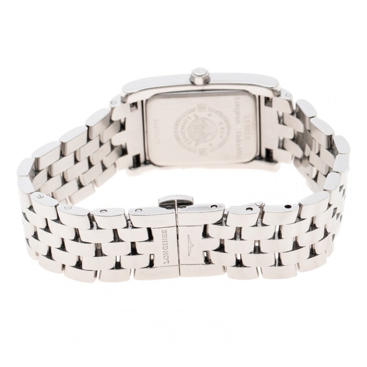 Pre Owned Longines White Stainless Steel and Diamonds Dolcevita L5.502.0.71.6 Women's Wristwatch 22 mm