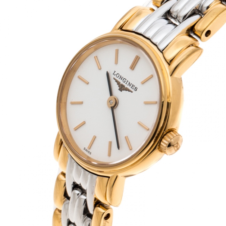 Pre Owned Longines White Gold Plated Stainless Steel Plaisance L4.219.2 Women's Wristwatch 20 mm