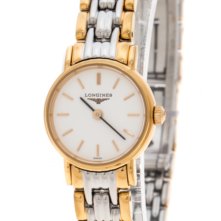 Pre Owned Longines White Gold Plated Stainless Steel Plaisance L4.219.2 Women's Wristwatch 20 mm