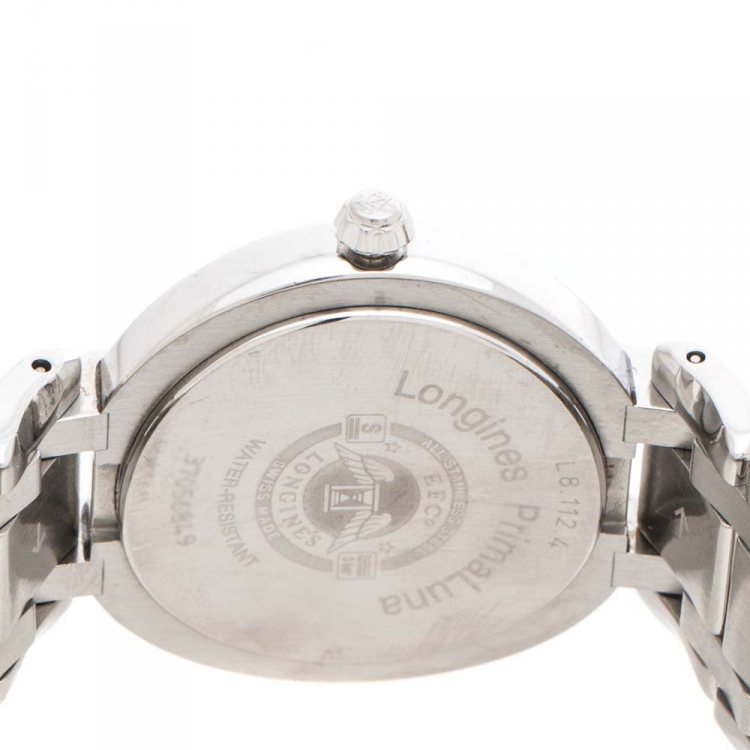 Pre Owned Longines Cream Stainless Steel Primaluna L8.112.4.71.6 Women's Wristwatch 30 mm