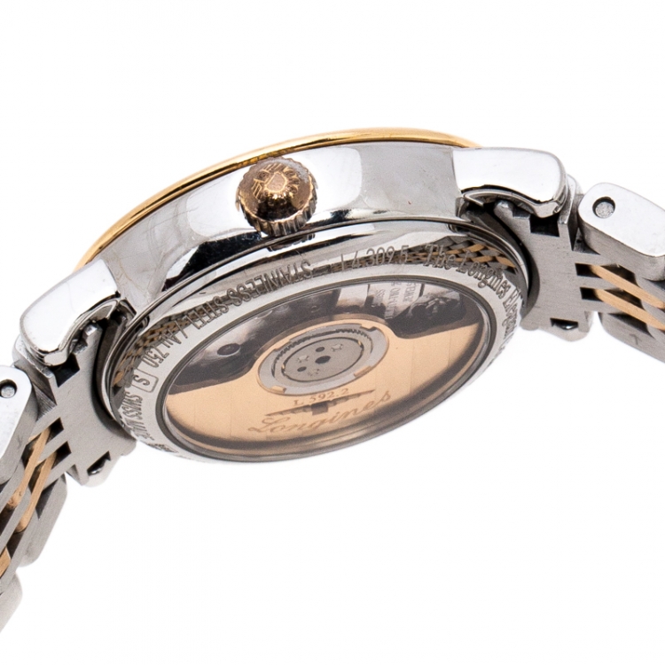 Pre Owned Longines Mother of Pearl 18K Rose Gold Stainless Steel Elegant Collection L4.309.5 Women's Wristwatch 25.50 mm