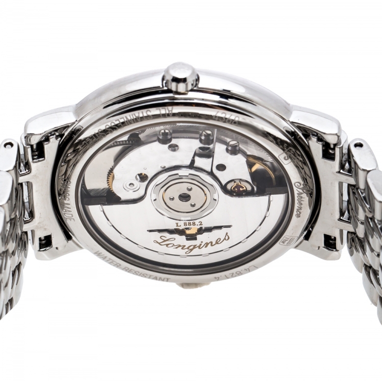 Pre Owned Longines White Stainless Steel Presence L4.821.4 Women's Wristwatch 34.50 mm