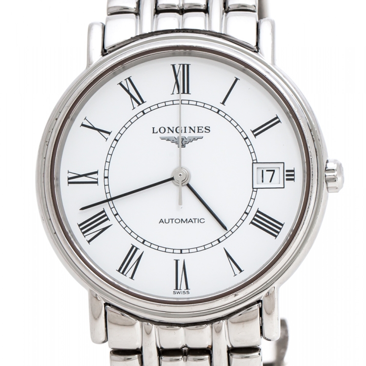Pre Owned Longines White Stainless Steel Presence L4.821.4 Women's Wristwatch 34.50 mm