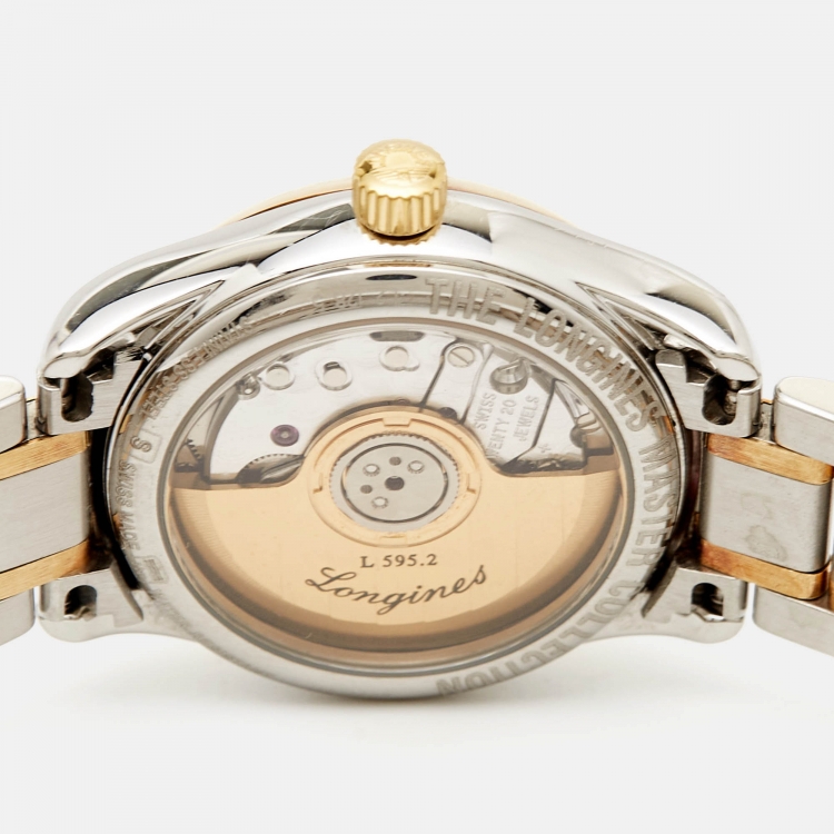 Pre Owned Longines White 18k Yellow Gold Stainless Steel Master Collection   L2.128.5.12.7 Women's Wristwatch 25.5 mm
