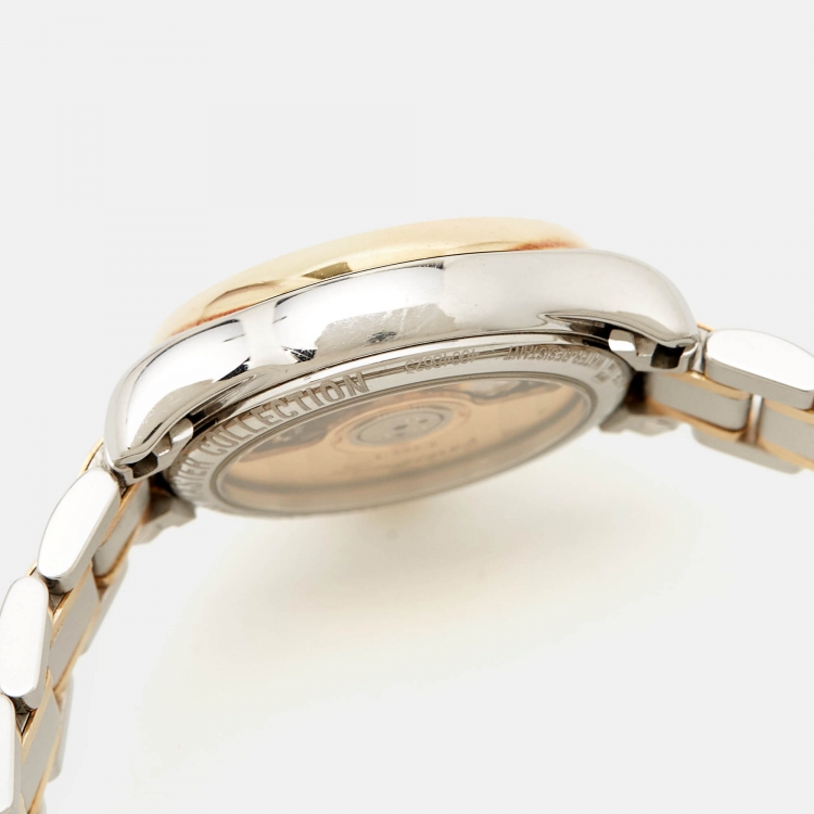 Pre Owned Longines White 18k Yellow Gold Stainless Steel Master Collection   L2.128.5.12.7 Women's Wristwatch 25.5 mm