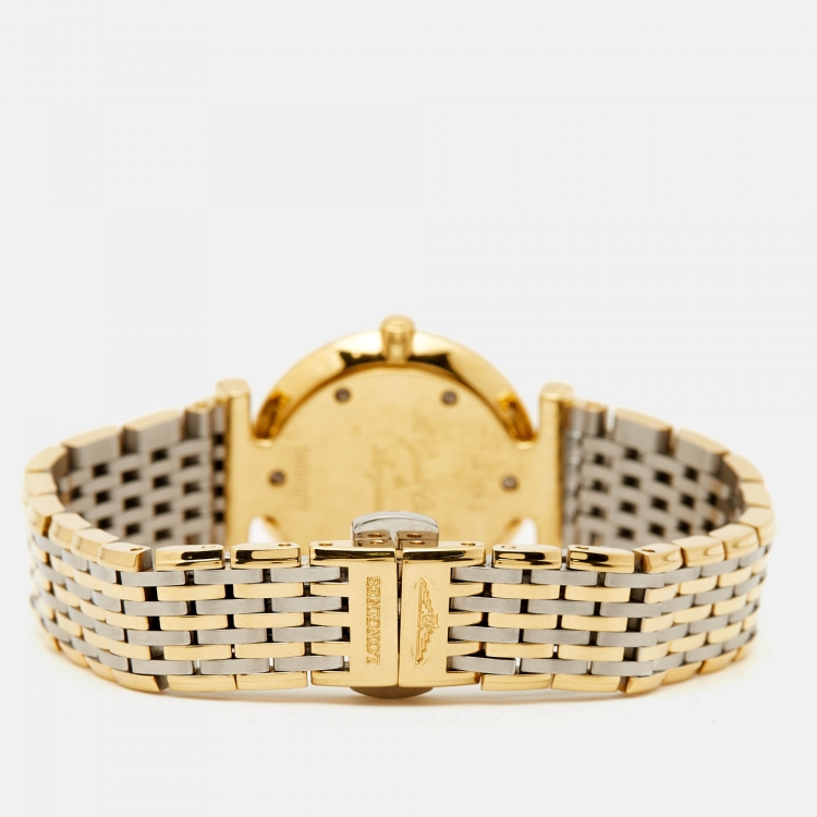 Pre Owned Longines Mother of Pearl Diamond Two Tone Stainless Steel La Grande Classique L4.209.2.87.7  Women's Wristwatch 24 mm 
