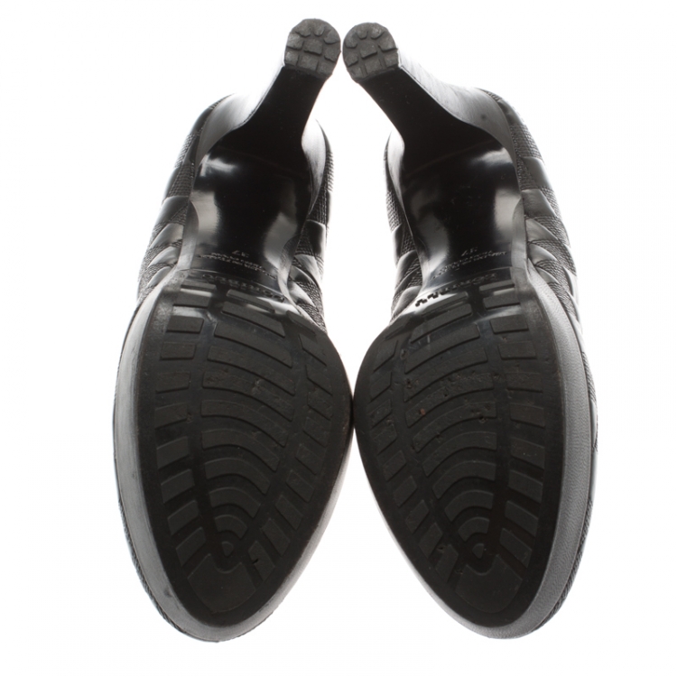 Pre Owned Loriblu Black Leather Platform Pumps Size 37