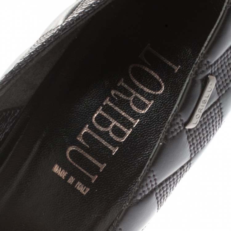 Pre Owned Loriblu Black Leather Platform Pumps Size 37