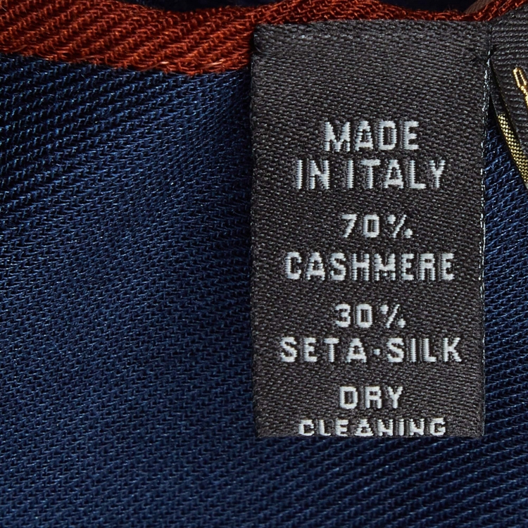 Pre Owned Loro Piana Navy Blue Cashmere & Silk Scarf