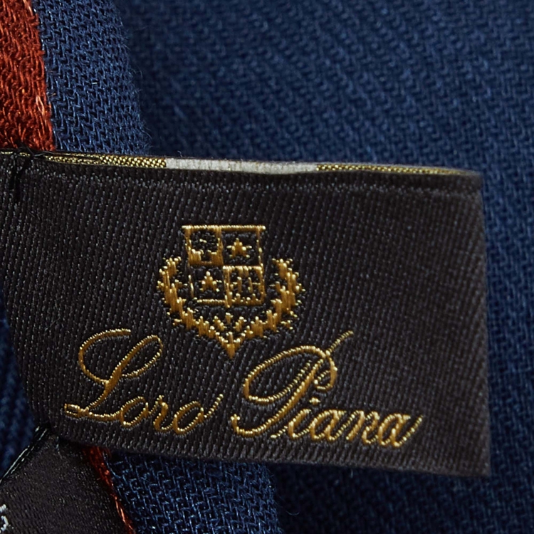 Pre Owned Loro Piana Navy Blue Cashmere & Silk Scarf