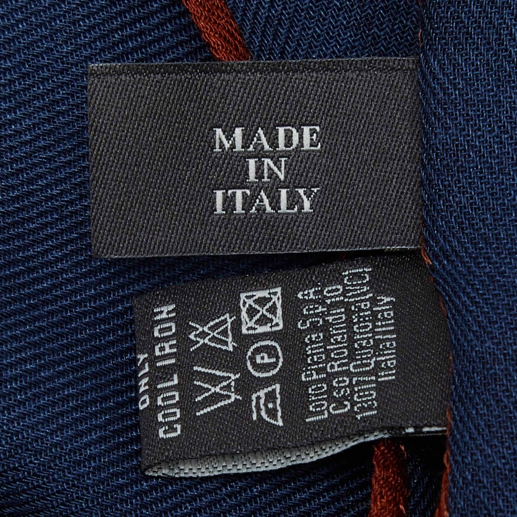 Pre Owned Loro Piana Navy Blue Cashmere & Silk Scarf