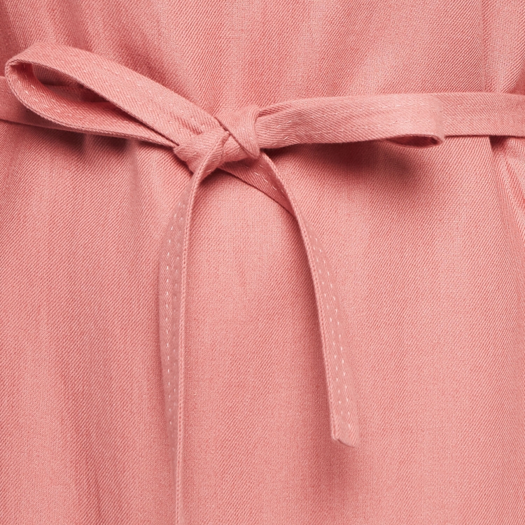 Pre Owned Loro Piana Pink Embroidered Linen Tunic Dress M