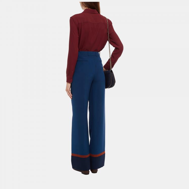 Pre Owned Loro Piana Silk Wide Leg Pants IT 44