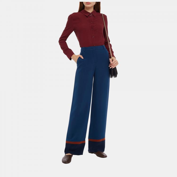 Pre Owned Loro Piana Silk Wide Leg Pants IT 44