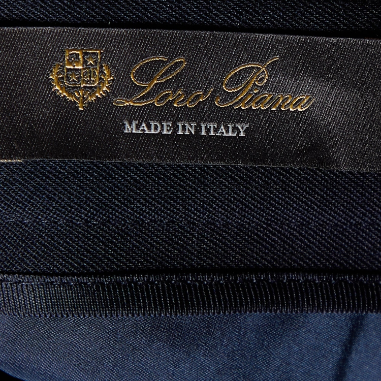 Pre Owned Loro Piana Navy Blue Wool Tapered Trousers M