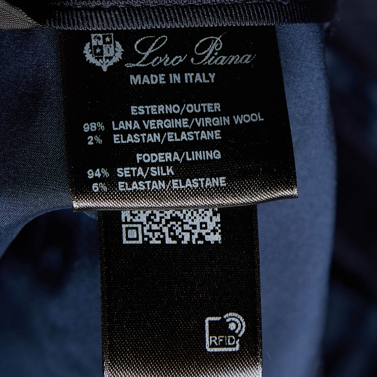 Pre Owned Loro Piana Navy Blue Wool Tapered Trousers M