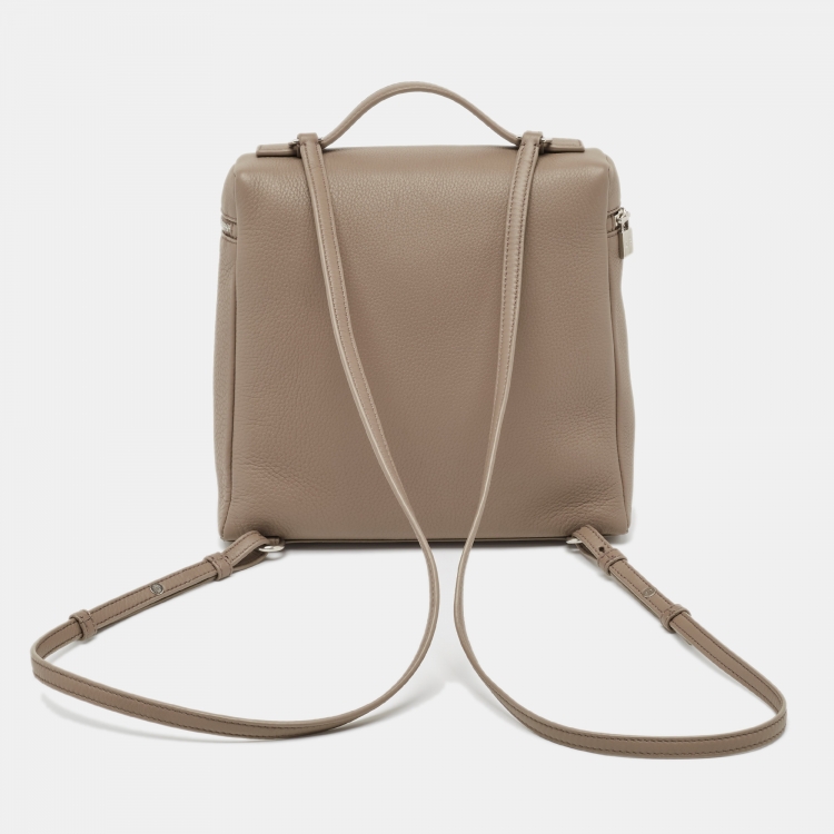 Pre Owned Loro Piana Beige Leather Extra Pocket L23 Backpack