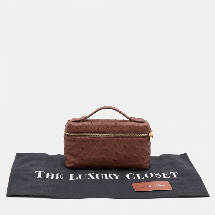 Pre Owned Loro Piana Brown Ostrich L19 Pouch