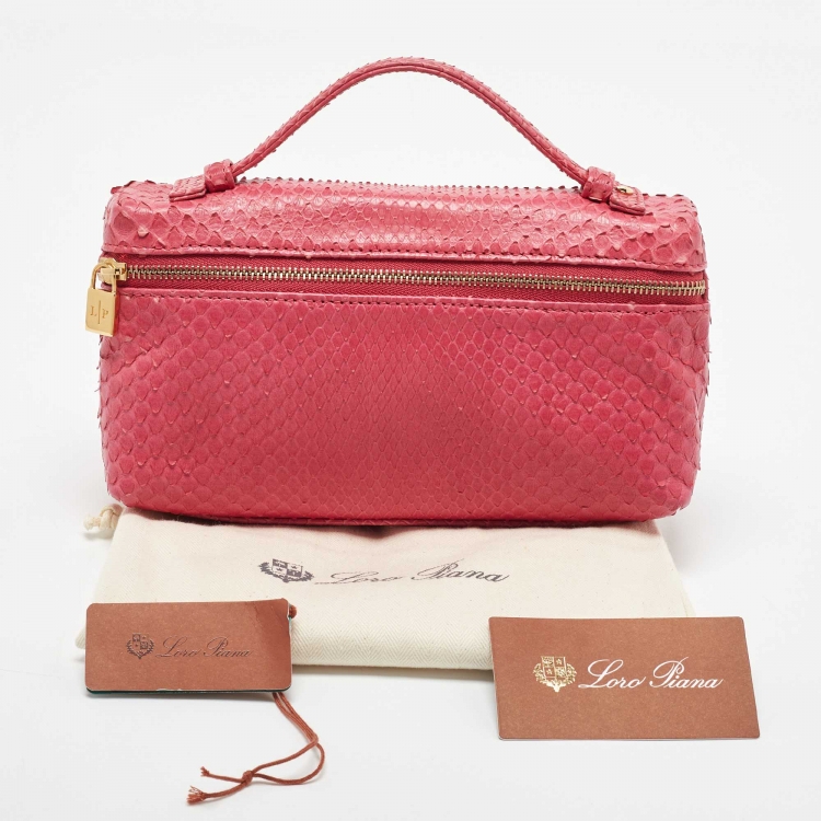 Pre Owned Loro Piana Pink Python Extra Pouch L19 Clutch