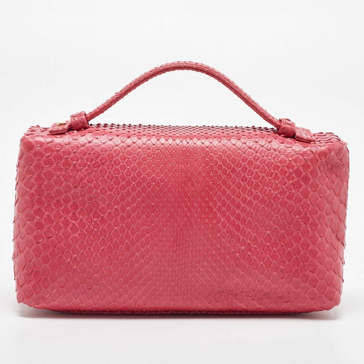 Pre Owned Loro Piana Pink Python Extra Pouch L19 Clutch