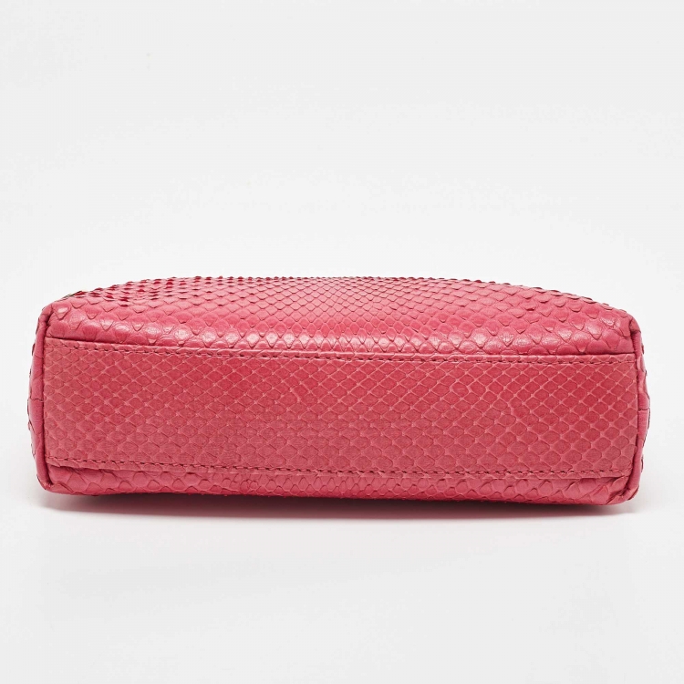 Pre Owned Loro Piana Pink Python Extra Pouch L19 Clutch