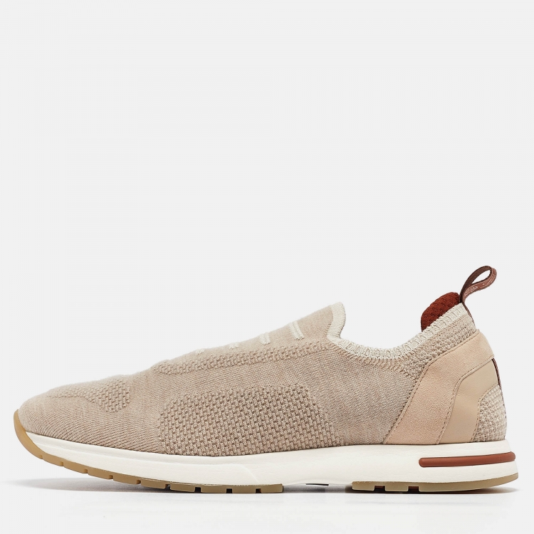 Pre Owned Loro Piana Beige Fabric and Suede 360 LP Flexy Walk Sneakers Size 39.5
