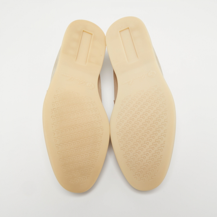 Pre Owned Loro Piana Beige Suede Summer Walk Slip on Loafers Size 37.5