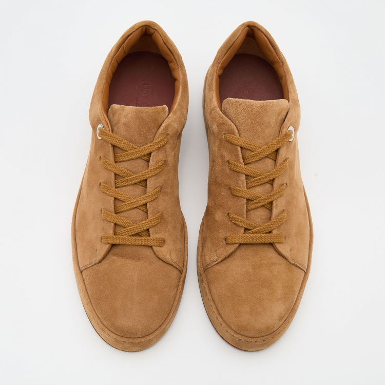 Pre Owned Loro Piana Brown Suede Nuages Low Top Sneakers Size 38