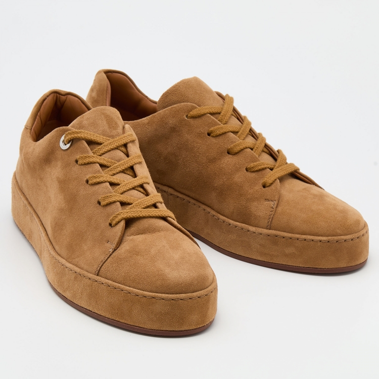 Pre Owned Loro Piana Brown Suede Nuages Low Top Sneakers Size 38