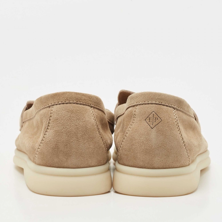 Pre Owned Loro Piana Beige Suede Summer Charms Walk Loafers Size 37
