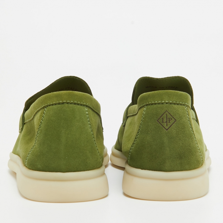 مملوكة مسبقًا Loro Piana Green Suede Summer Charms Walk Loafers Size 37