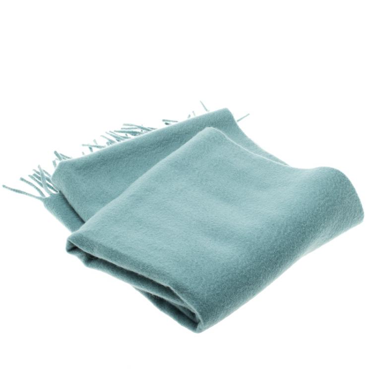 Pre Owned Loro Piana Dull Blue Grande Unita Flannel Melange Cashmere Scarf