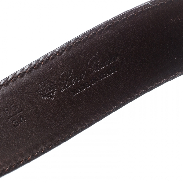 Pre Owned Loro Piana Brown Leather Stitched Belt 85CM