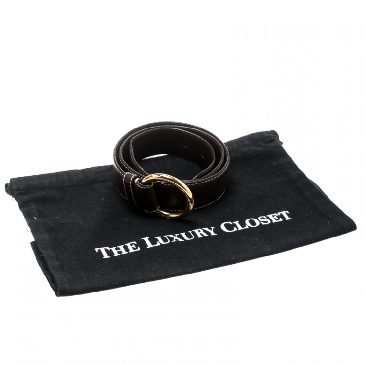 Pre Owned Loro Piana Brown Leather Stitched Belt 85CM