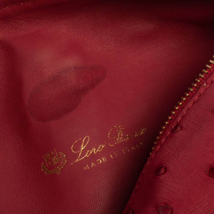 Pre Owned Loro Piana Fuchsia Ostrich Zip Pouch