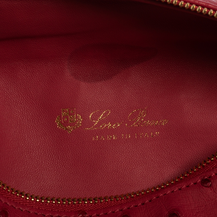 Pre Owned Loro Piana Fuchsia Ostrich Zip Pouch