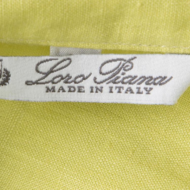 Pre Owned Loro Piana Yellow Linen Mandarin Collar Long Sleeve Button Front Shirt M
