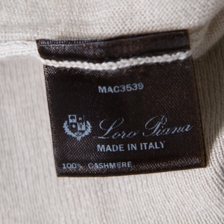 Pre Owned Loro Piana Beige Cashmere Turtle Neck Sweater S