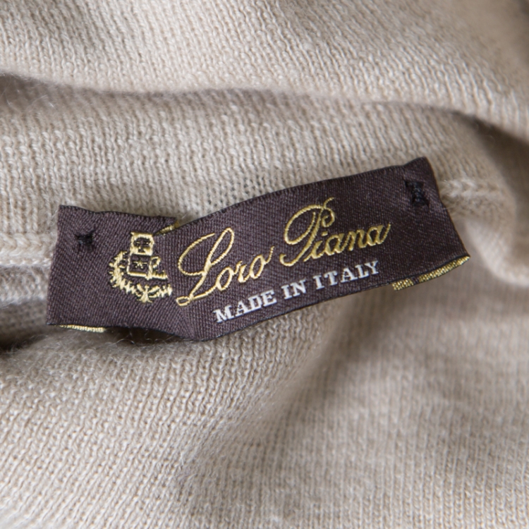 Pre Owned Loro Piana Beige Cashmere Turtle Neck Sweater S