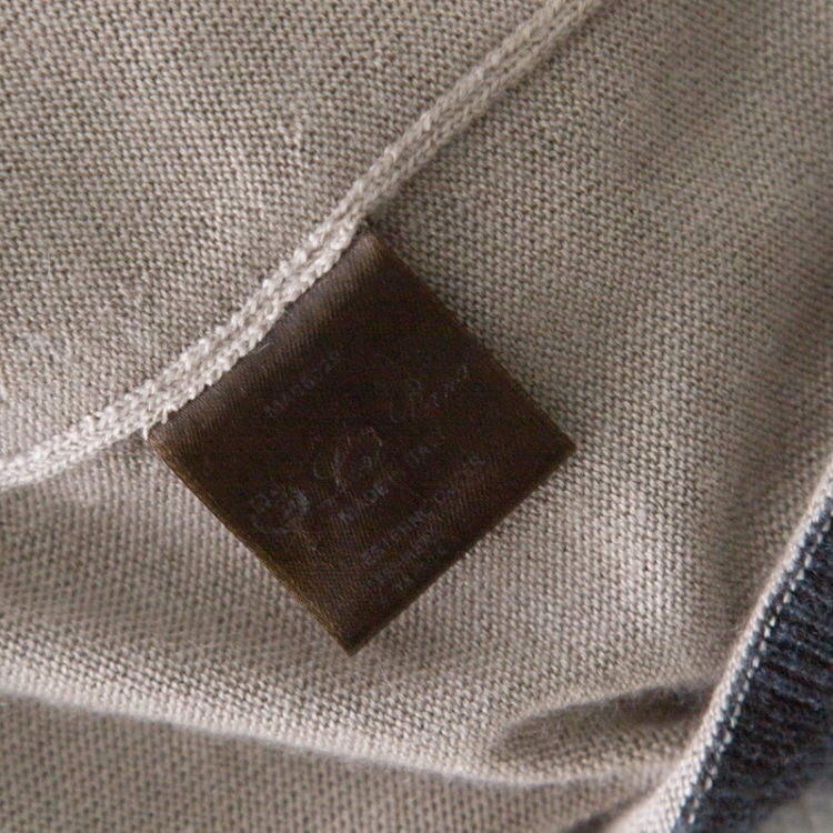 Pre Owned Loro Piana Beige Contrast Trim Detail Cashmere and Silk Cardigan M