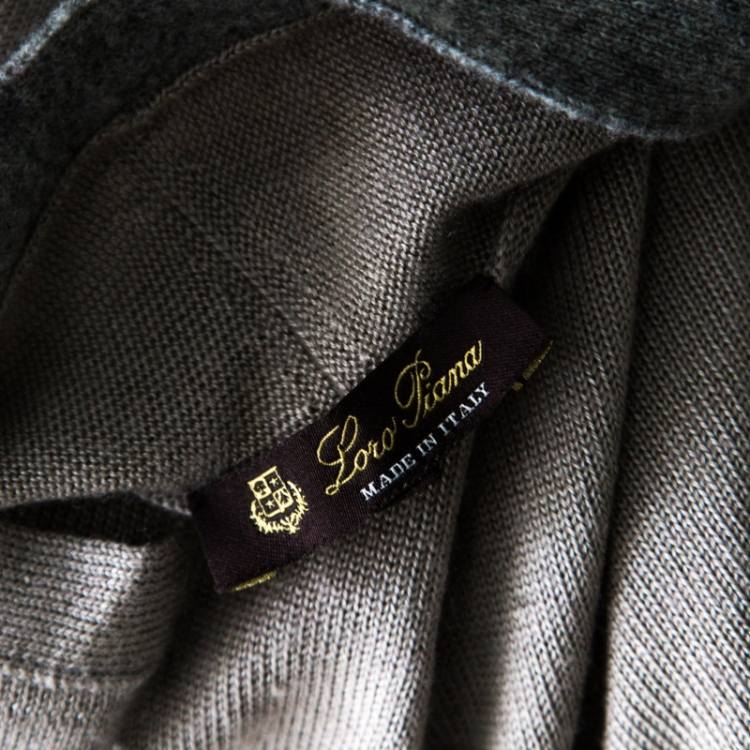 Pre Owned Loro Piana Beige Contrast Trim Detail Cashmere and Silk Cardigan M