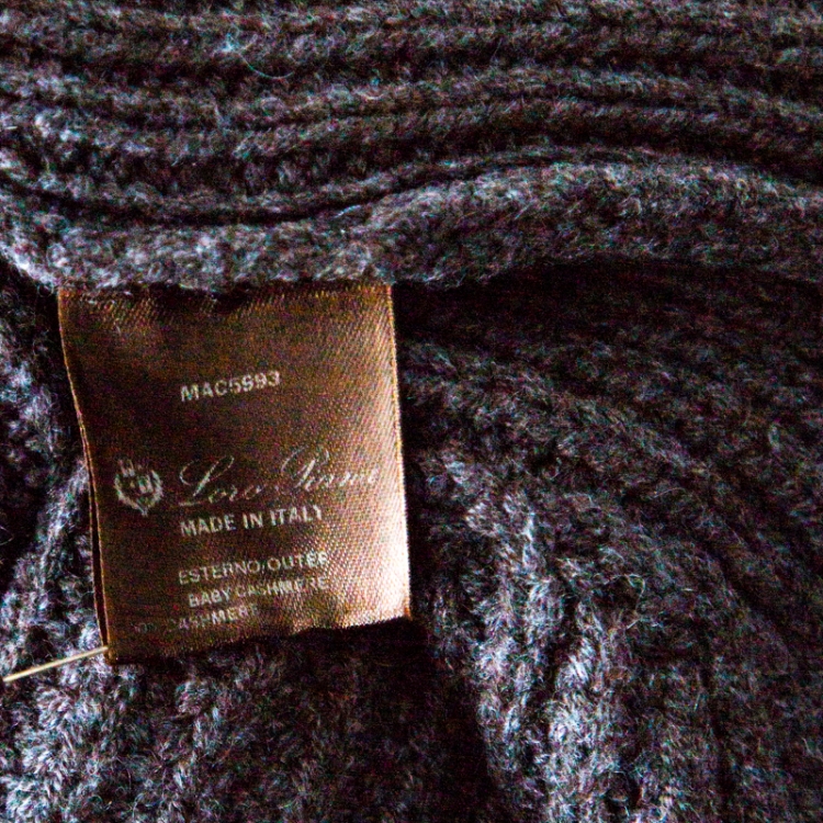Pre Owned Loro Piana Grey Baby Cashmere Chunky Knit Poncho ( One Size )