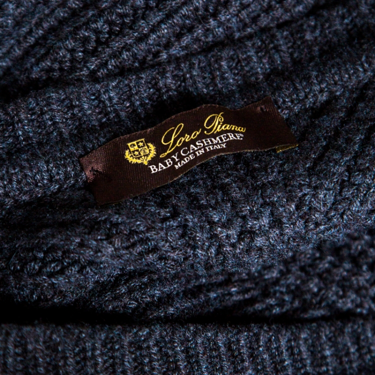 Pre Owned Loro Piana Grey Baby Cashmere Chunky Knit Poncho ( One Size )