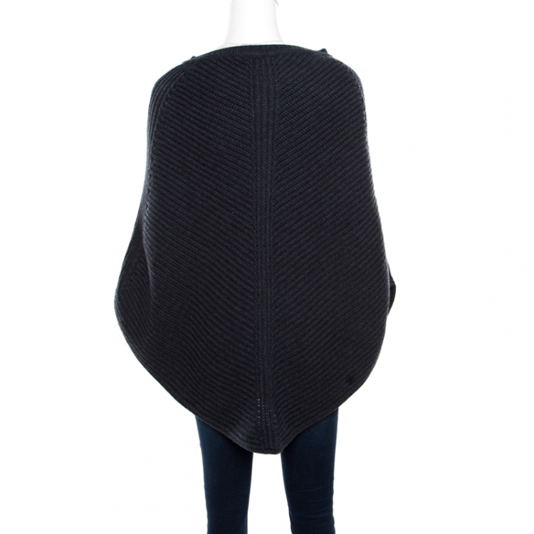 Pre Owned Loro Piana Grey Baby Cashmere Chunky Knit Poncho ( One Size )